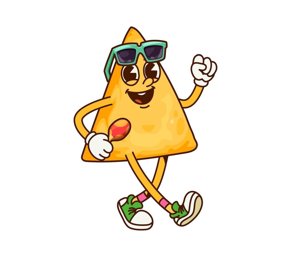 Mexico tortilla nacho chip groovy character vector