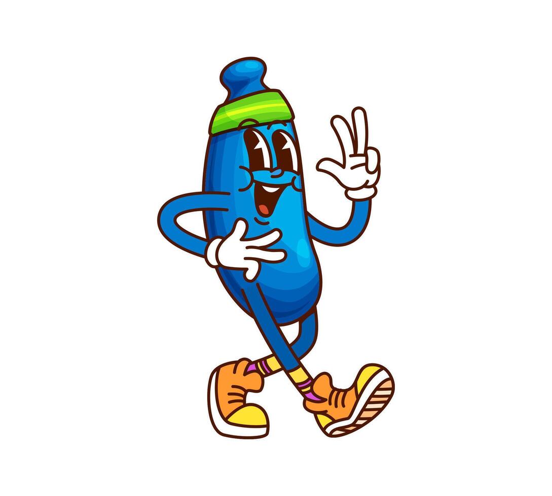Cartoon groovy haskap berry character on fitness vector