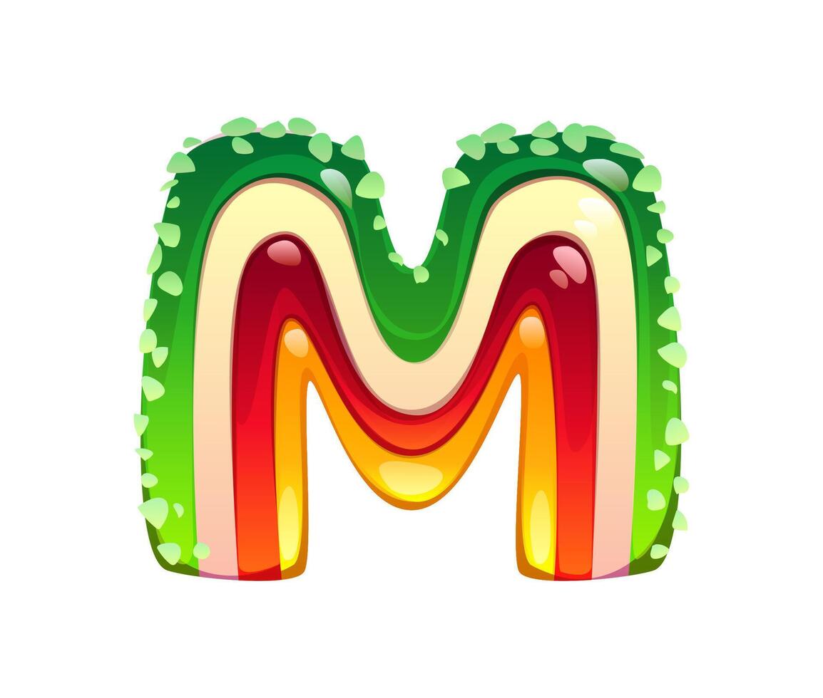 Gummy jelly candy font, cartoon sweet dessert type vector