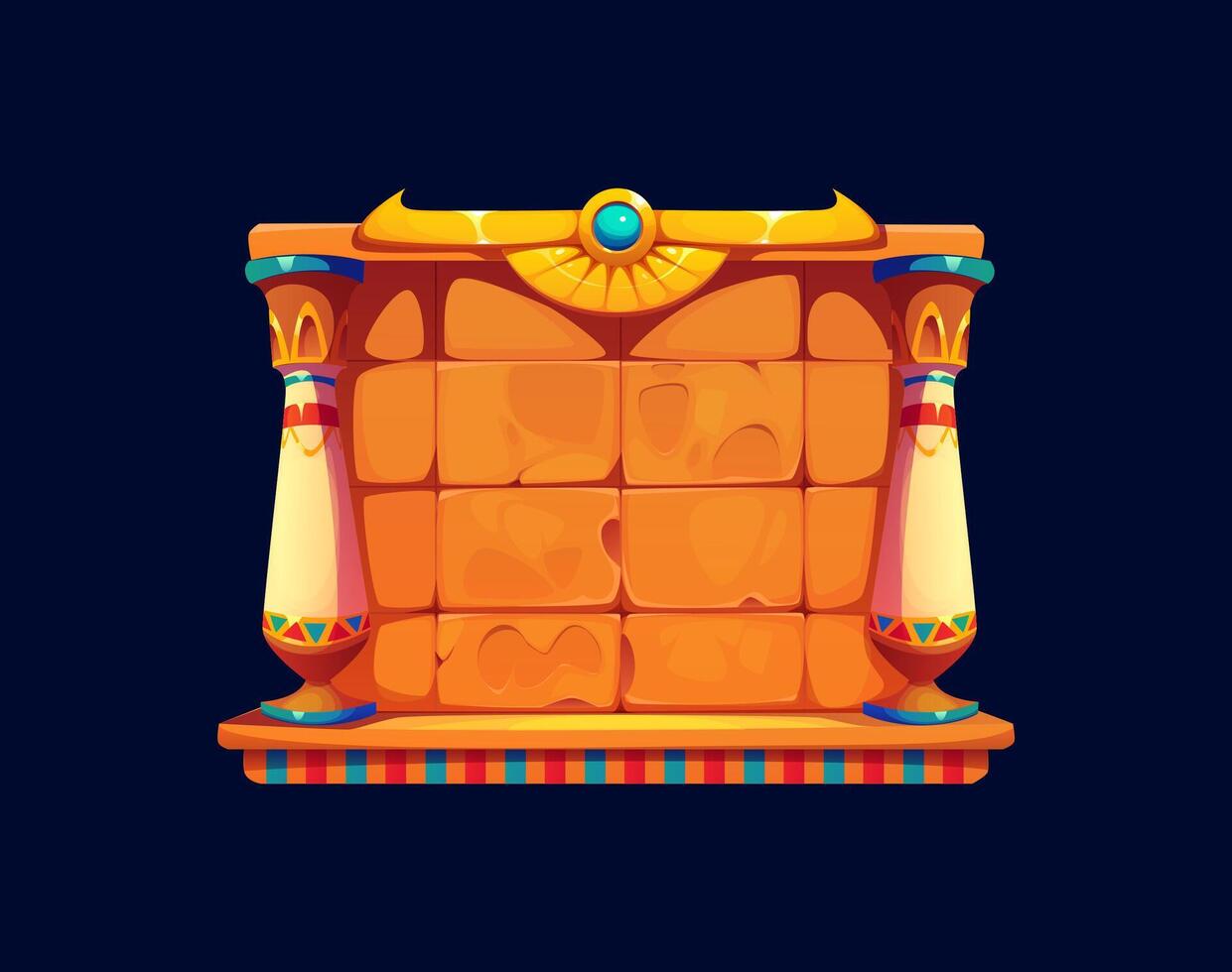 Ancient Egyptian stone wall, Egypt game icon vector