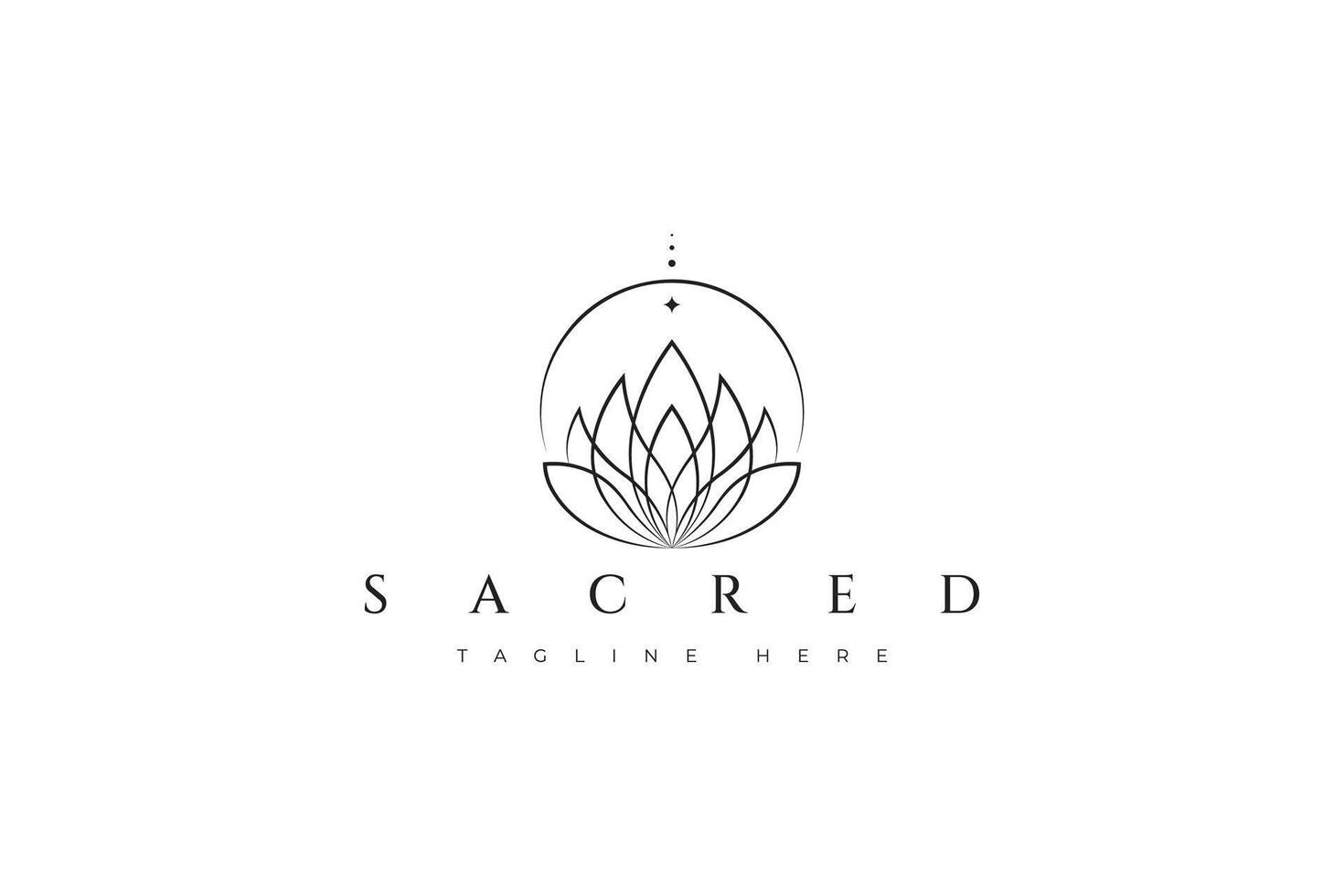 Elegant Sacred Lotus Logo Featuring Geometric Elements and Linear Esoteric Design vector