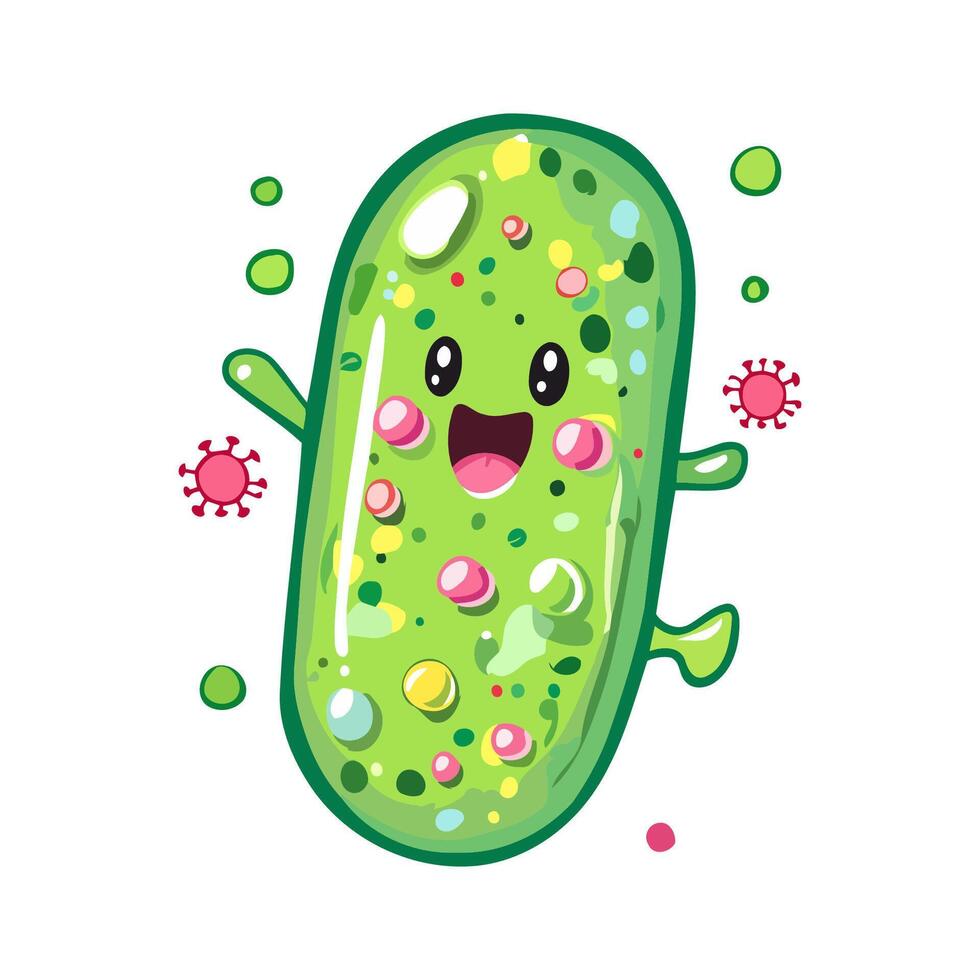 Cheerful Happy Green Virus Character vector