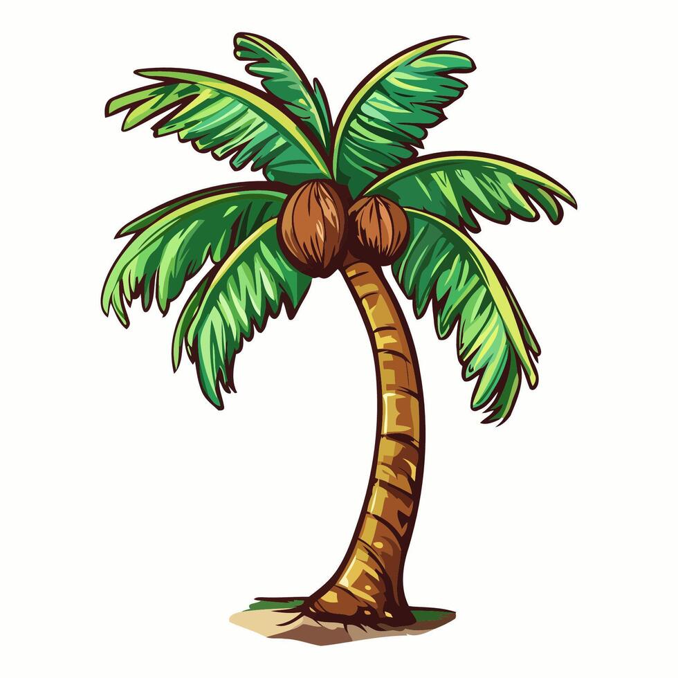 Coconut Palm Tree With Green Leaves vector