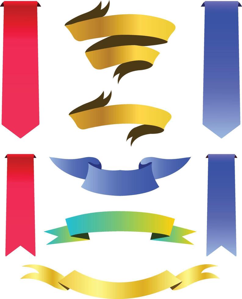 Colorful Gradient Ribbon and Banner Set Collection vector
