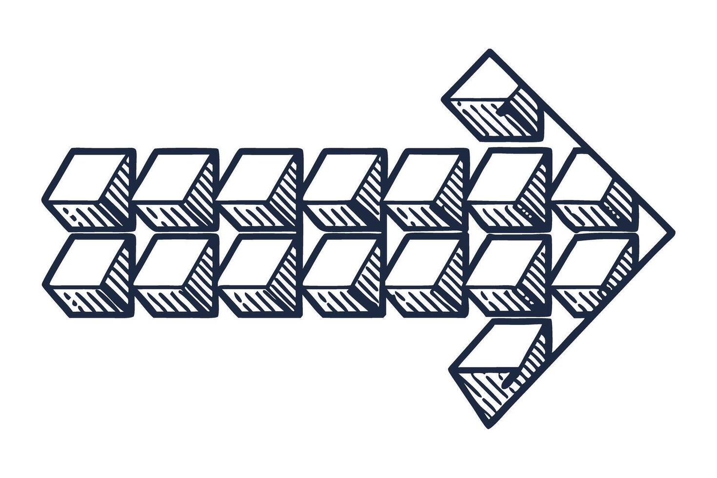 geometric arrow pattern with cube perspective design vector