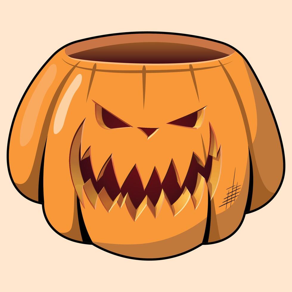 colorful orange icon of funny pumpkin with carved smile for halloween isolated on white background1 vector