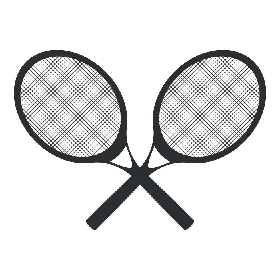 black and white icon of crossed table tennis rackets isolated on white background vector