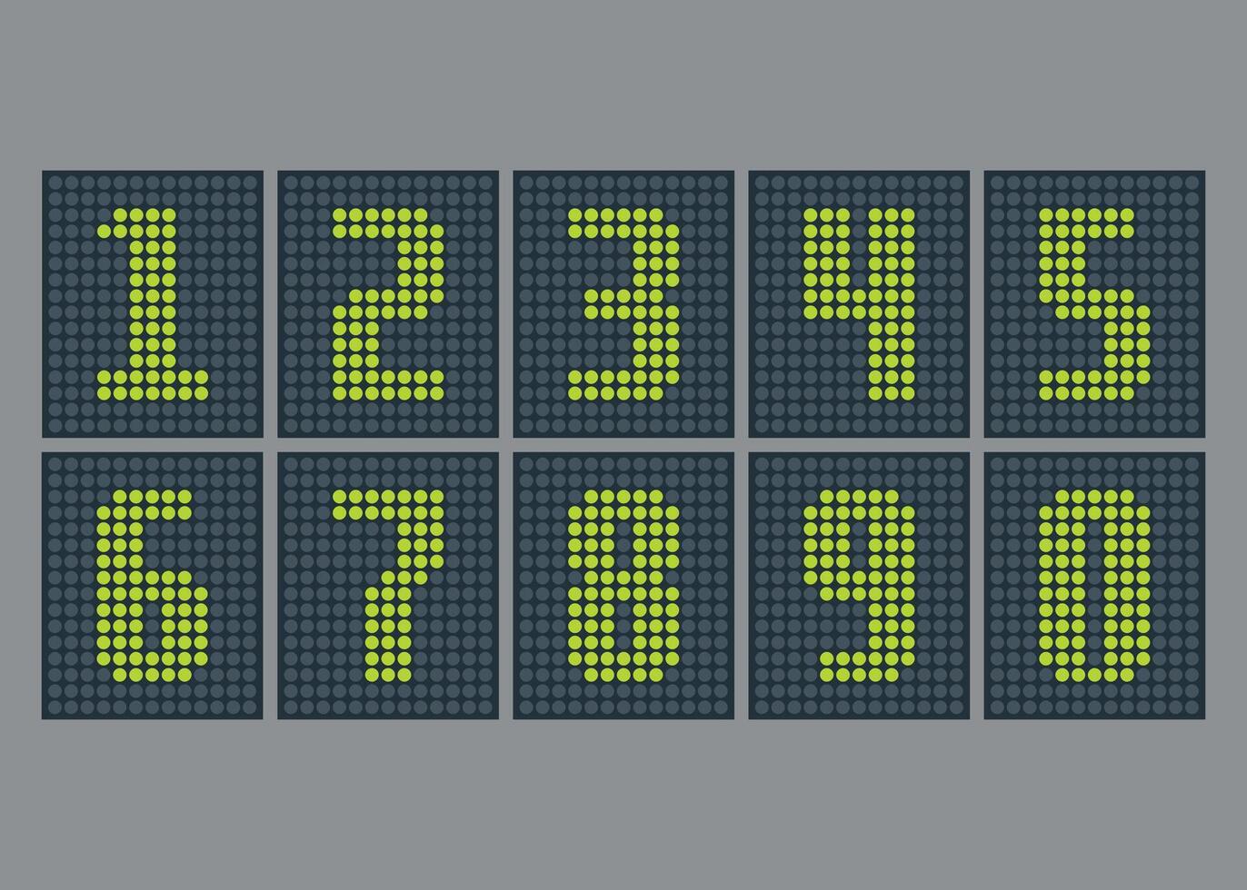 Set of green dot numbers for electronic scoreboard on white background vector