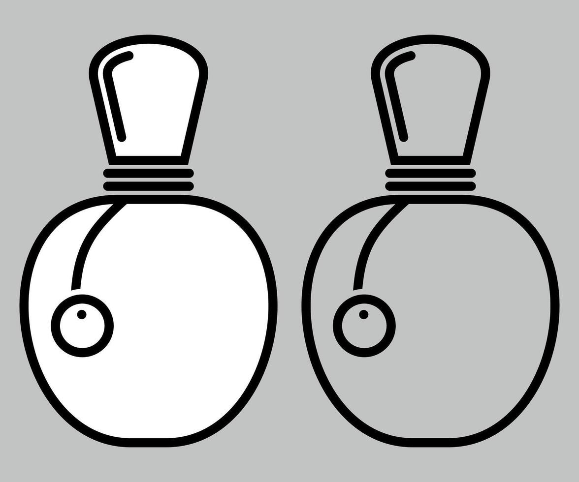 black and white icon of perfume bottle with cap on white background vector