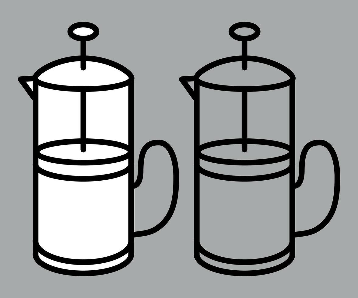 Black and white stylized icon of glass teapot for brewing tea isolated on white background vector