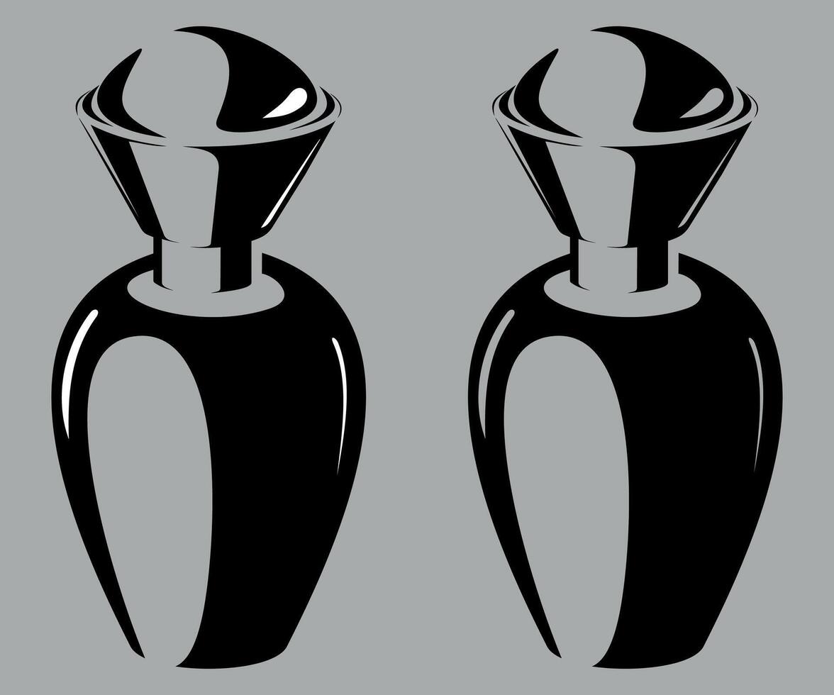 black and white icon of perfume bottle with cap isolated on white background vector