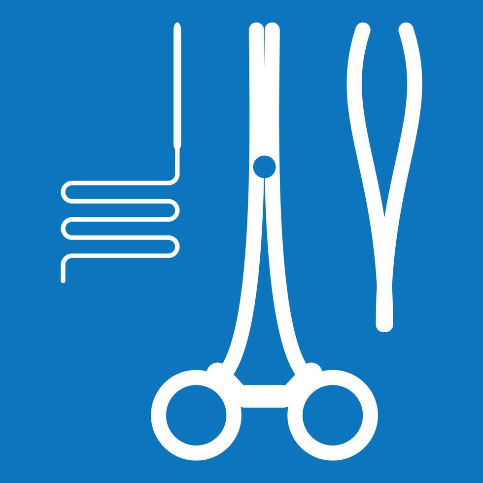 white medical instruments icon on blue background vector