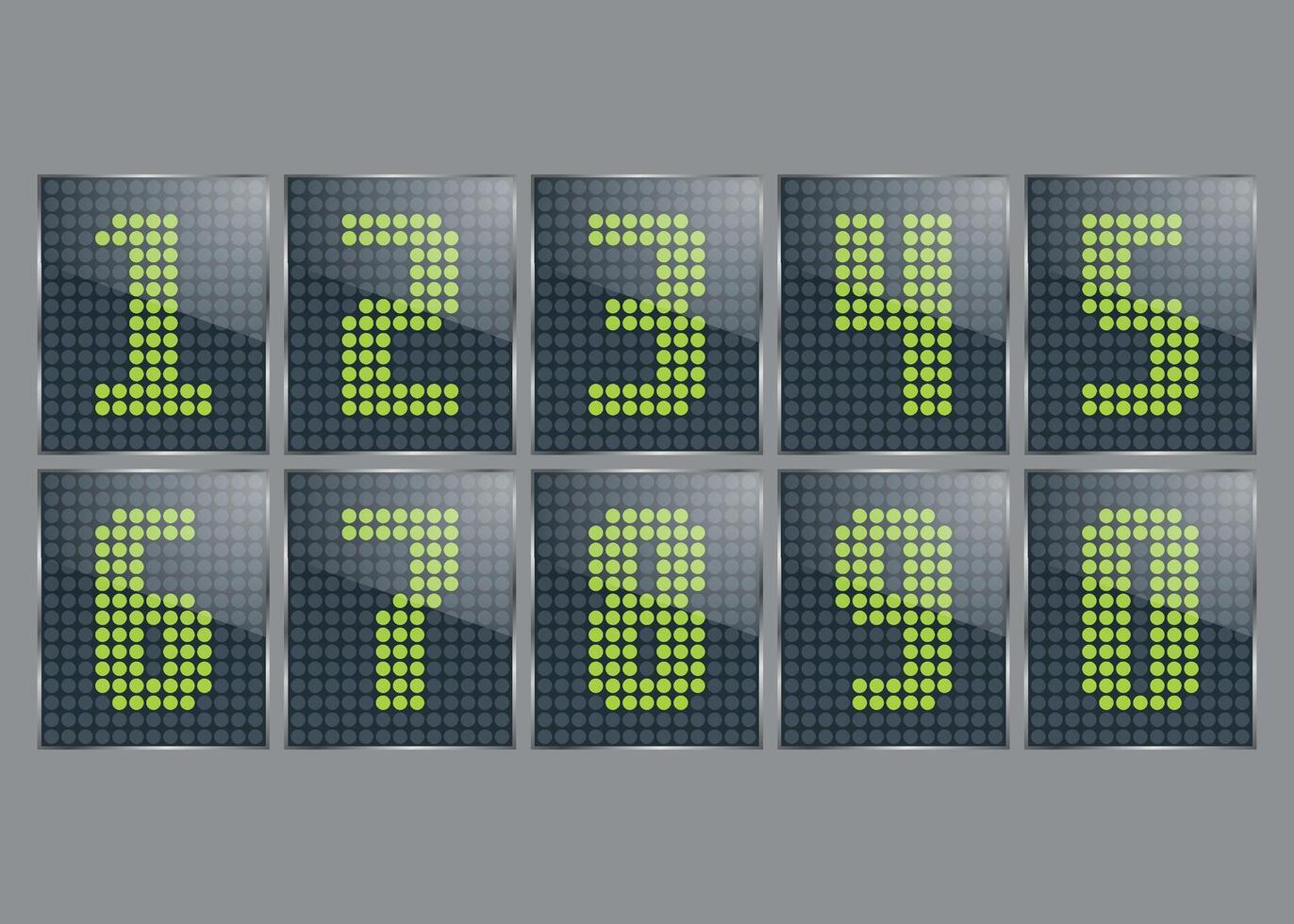 Set of green dot numbers for electronic scoreboard isolated on white background vector