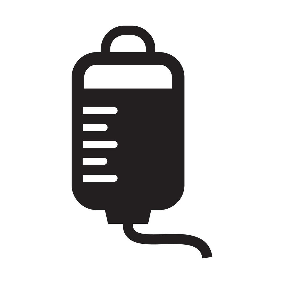 black and white blood transfusion system icon isolated on white background vector