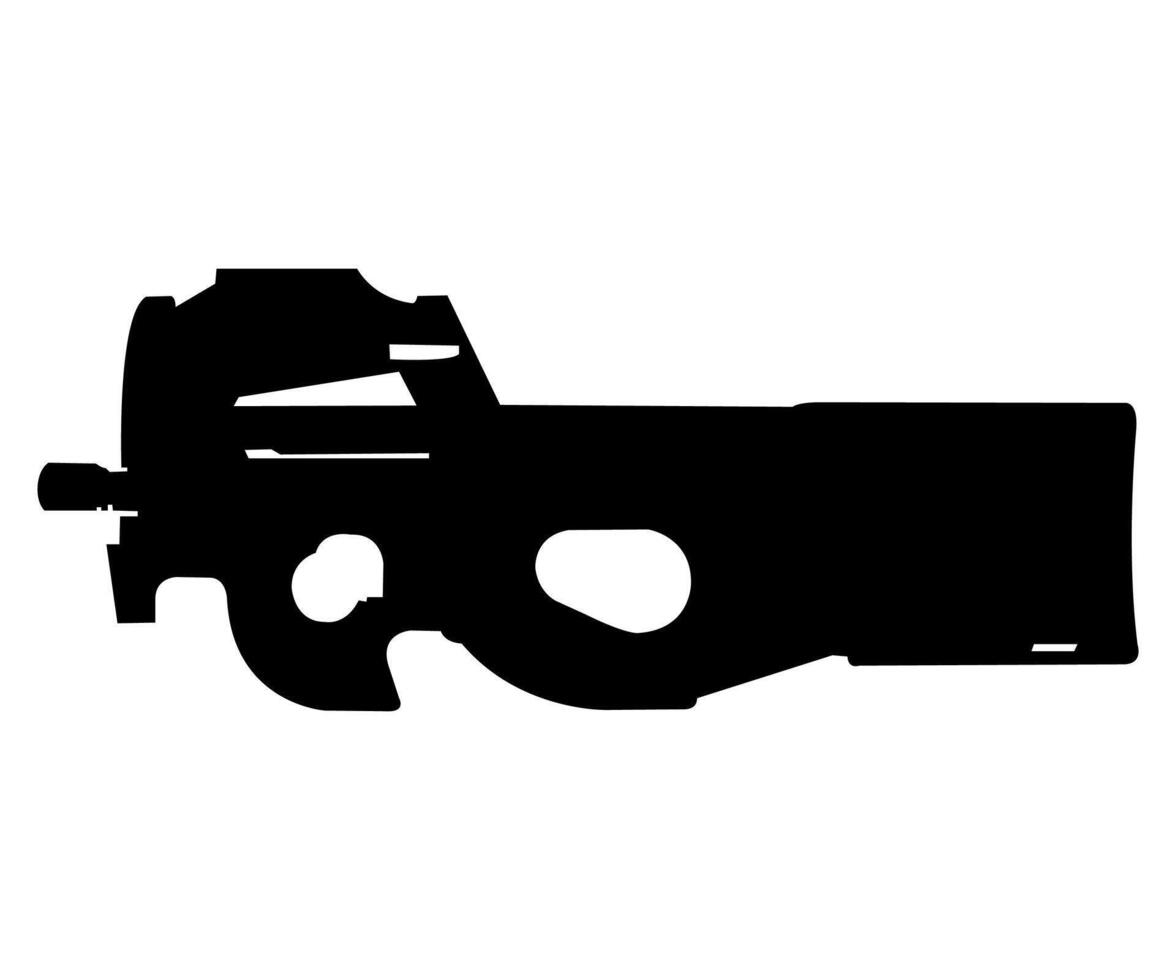 black and white icon of automatic assault rifle isolated on white background vector