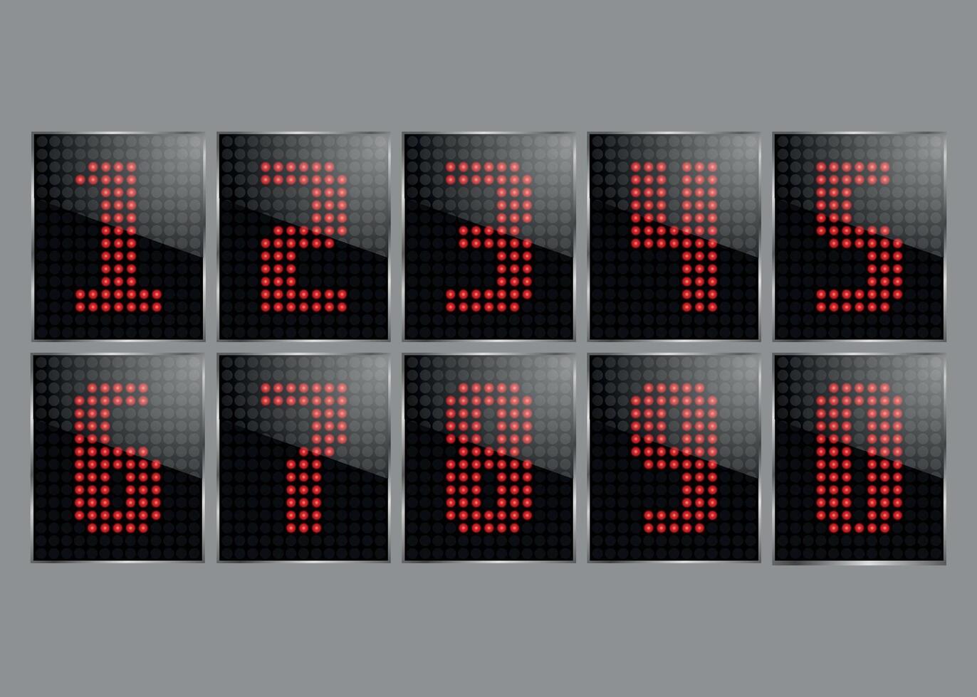 Set of red dot numbers for electronic scoreboard isolated on white background vector