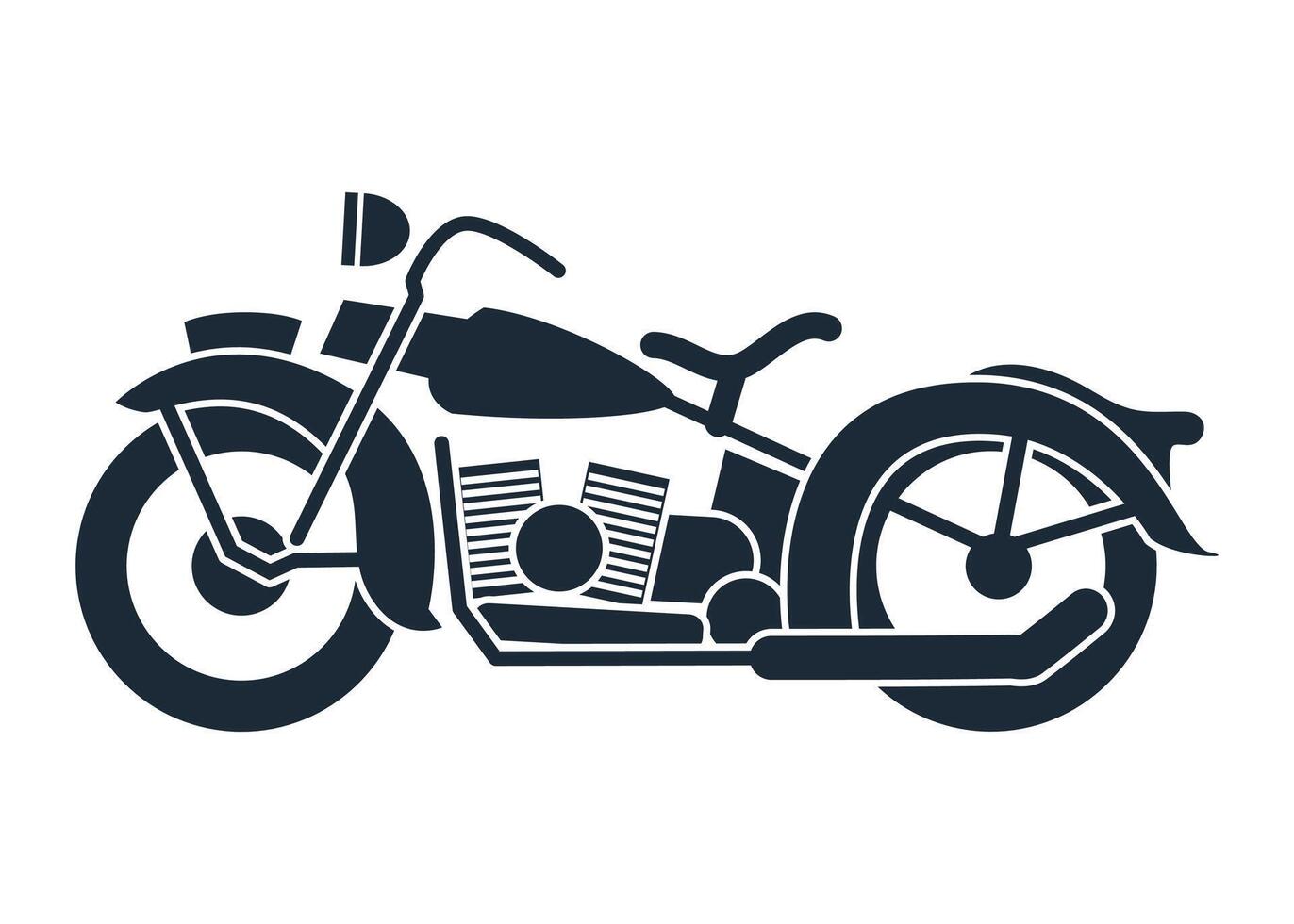 Black and white stylized retro motorcycle icon isolated on white background vector