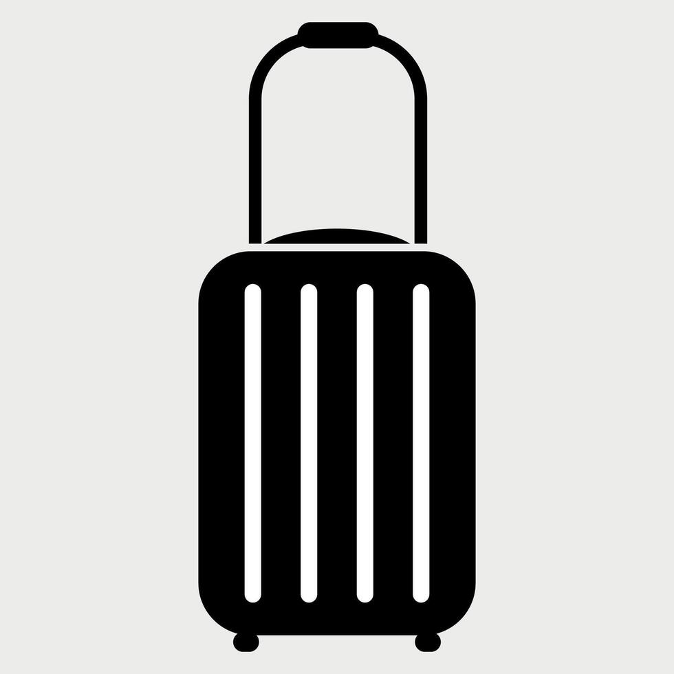 white stylized suitcase icon isolated on black background vector