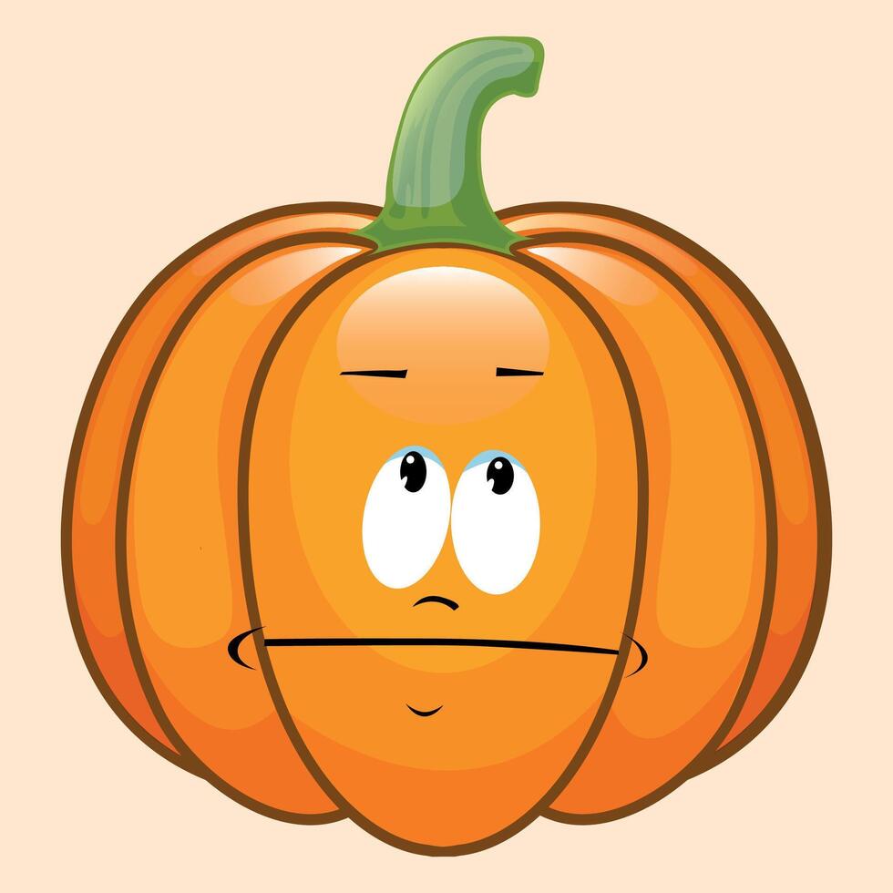 stylized icon of sad halloween pumpkin with face and smile isolated on white background vector