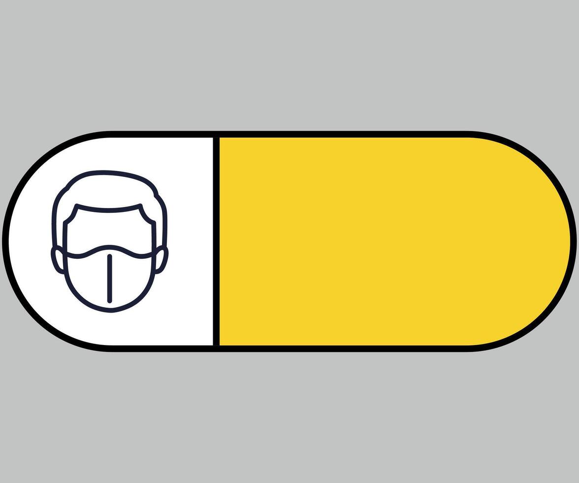 rectangular horizontal yellow icon sign with rounded corners caution face mask required vector