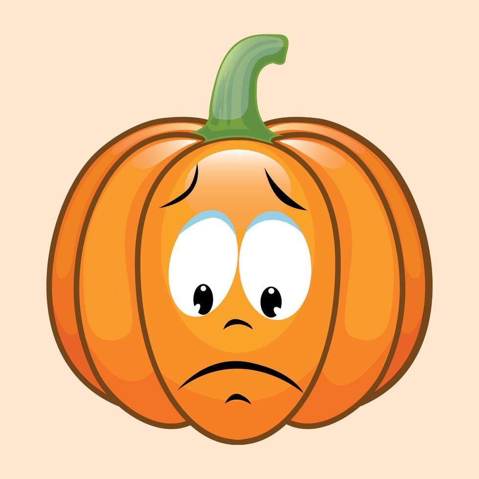 stylized icon of sad halloween pumpkin with face and smile vector