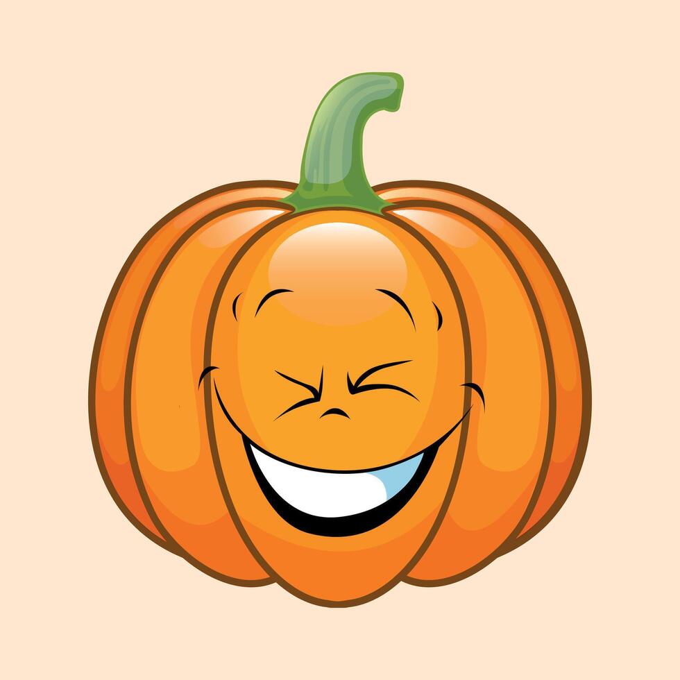 stylized icon of laughing halloween pumpkin with face and smile isolated on white background vector