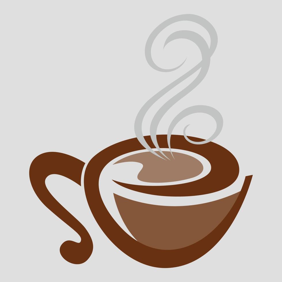 stylized brown coffee and tea cup icon on white background vector