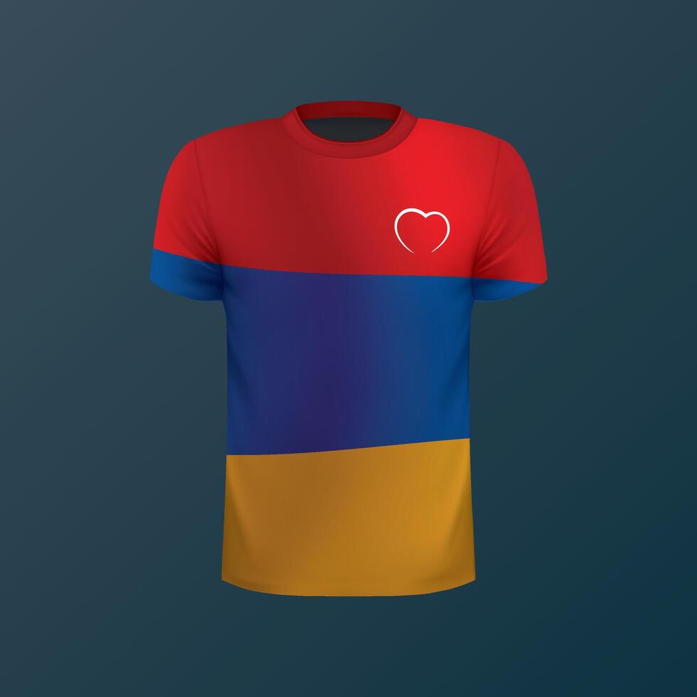 T-shirt with national flag of Armenia isolated on dark background vector