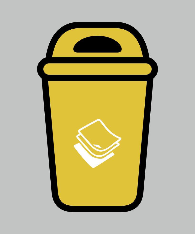 stylized yellow trash container isolated on white background vector