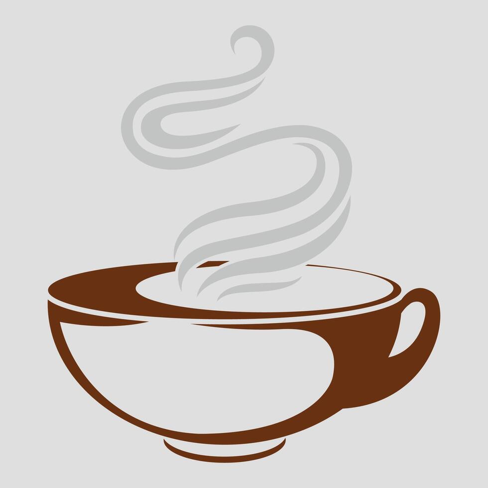 stylized brown coffee and tea cup icon isolated on white background vector