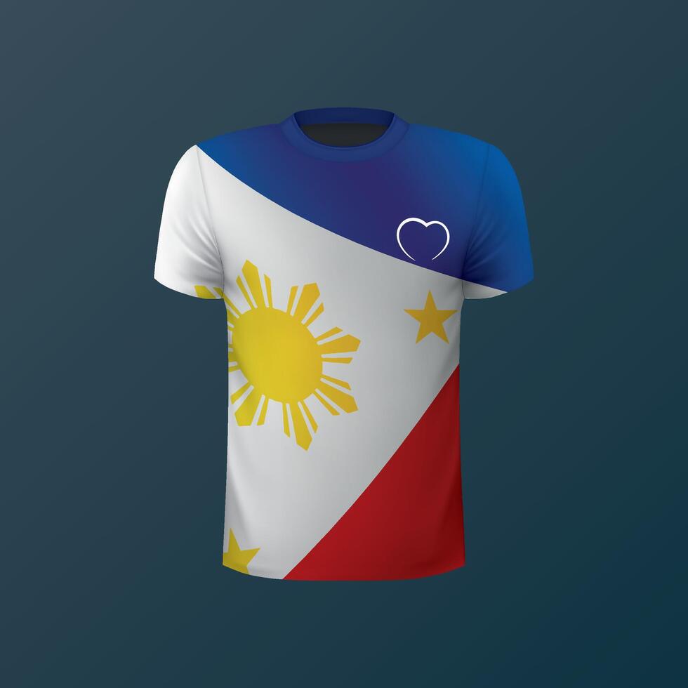 T-shirt with national flag of Philippine isolated on dark background vector
