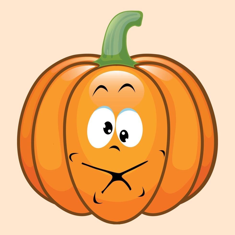 stylized icon of surprised halloween pumpkin with face and smile isolated on white background vector