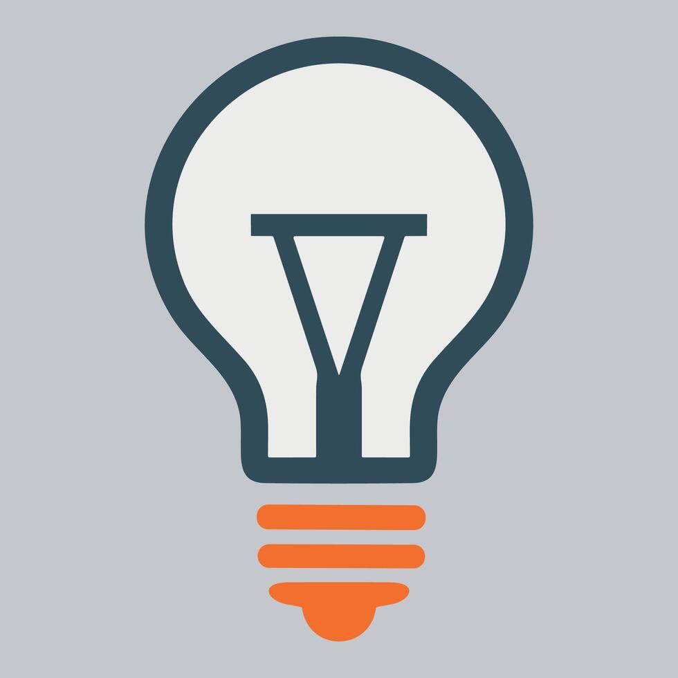 orange and blue stylized light bulb icon isolated on white background vector