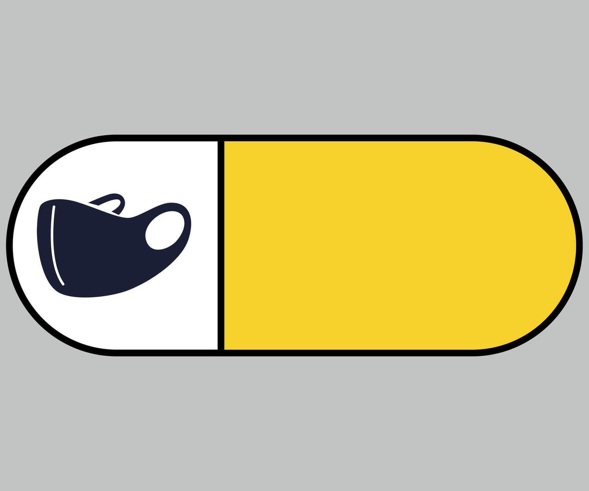 rectangular horizontal yellow icon sign with rounded corners caution face mask required on white background vector