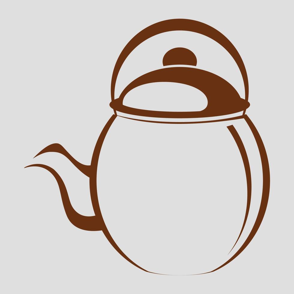stylized brown teapot icon isolated on white background vector