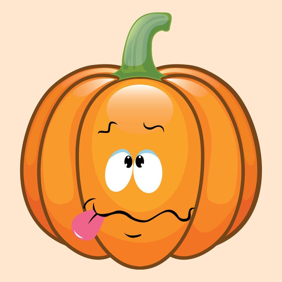 stylized icon of funny halloween pumpkin with face and smile on white background vector