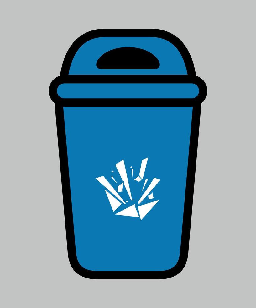 stylized blue trash container isolated on white background vector
