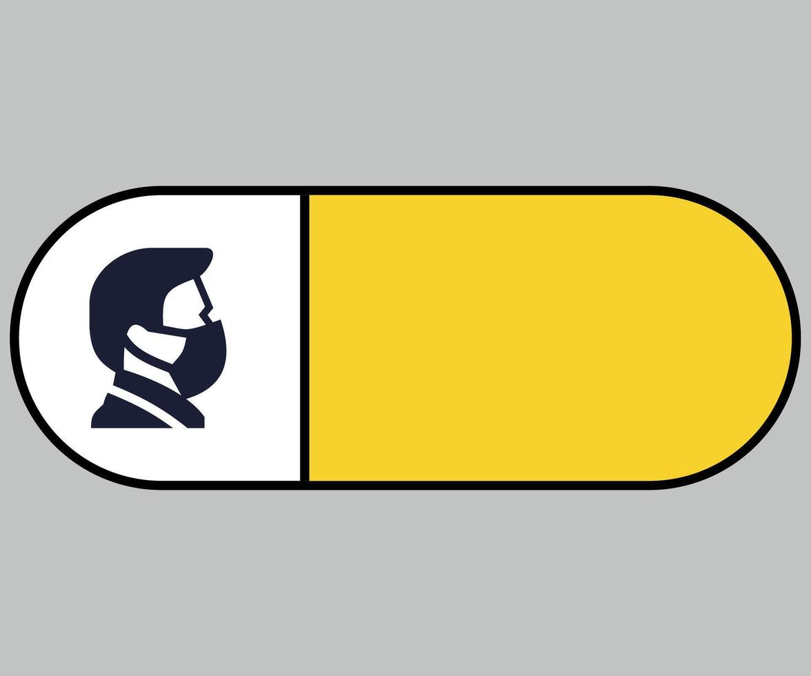 rectangular horizontal yellow icon sign with rounded corners caution face mask required isolated vector