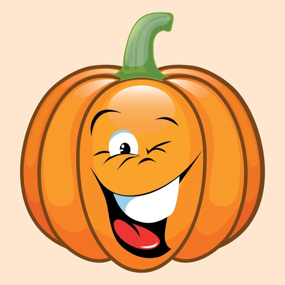stylized halloween pumpkin icon with face isolated on white background vector