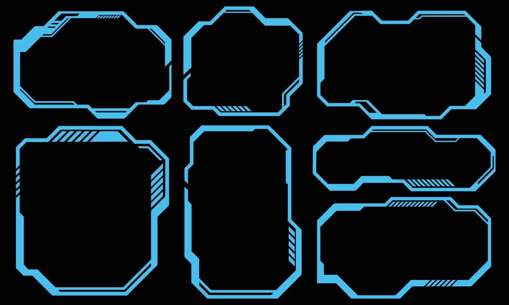 Collection of futuristic HUD frames and UI design vector