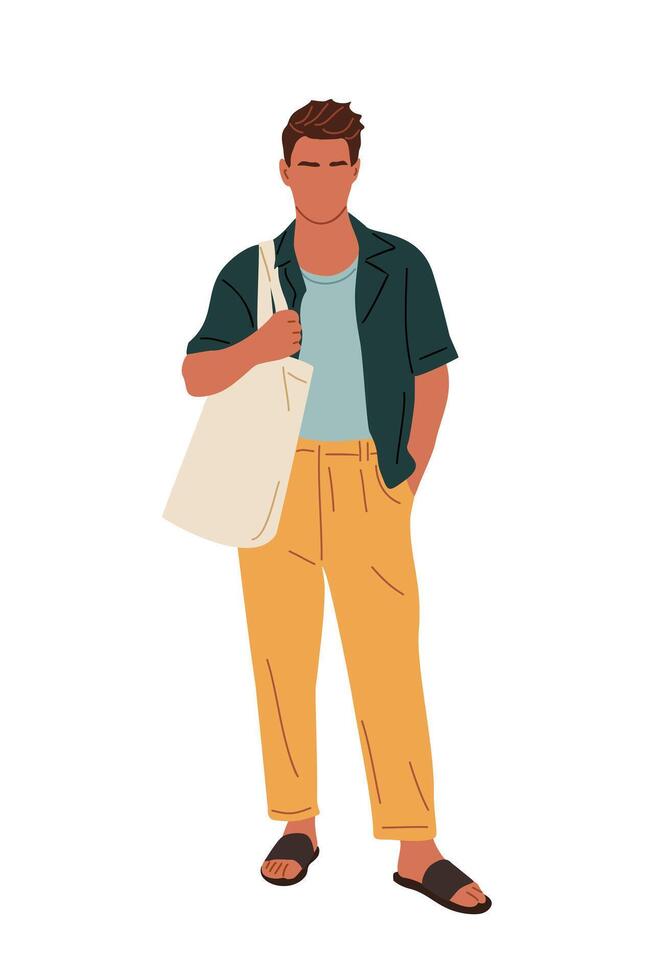 Man standing in casual street summer clothes vector