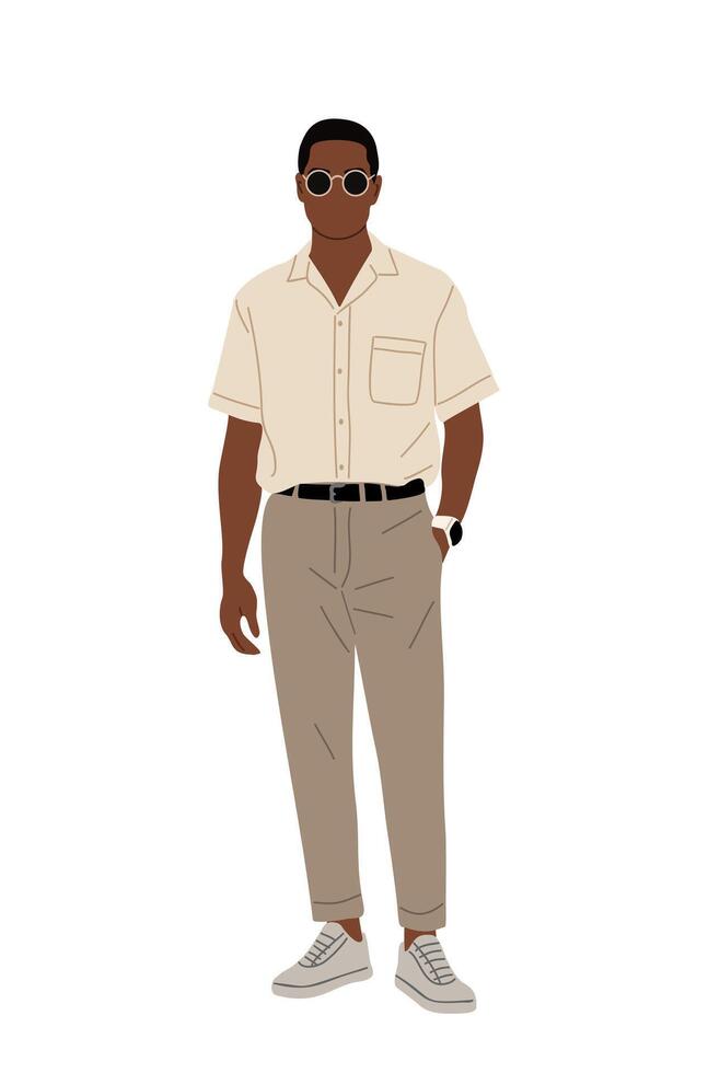 Black business man in summer smart casual outfit vector