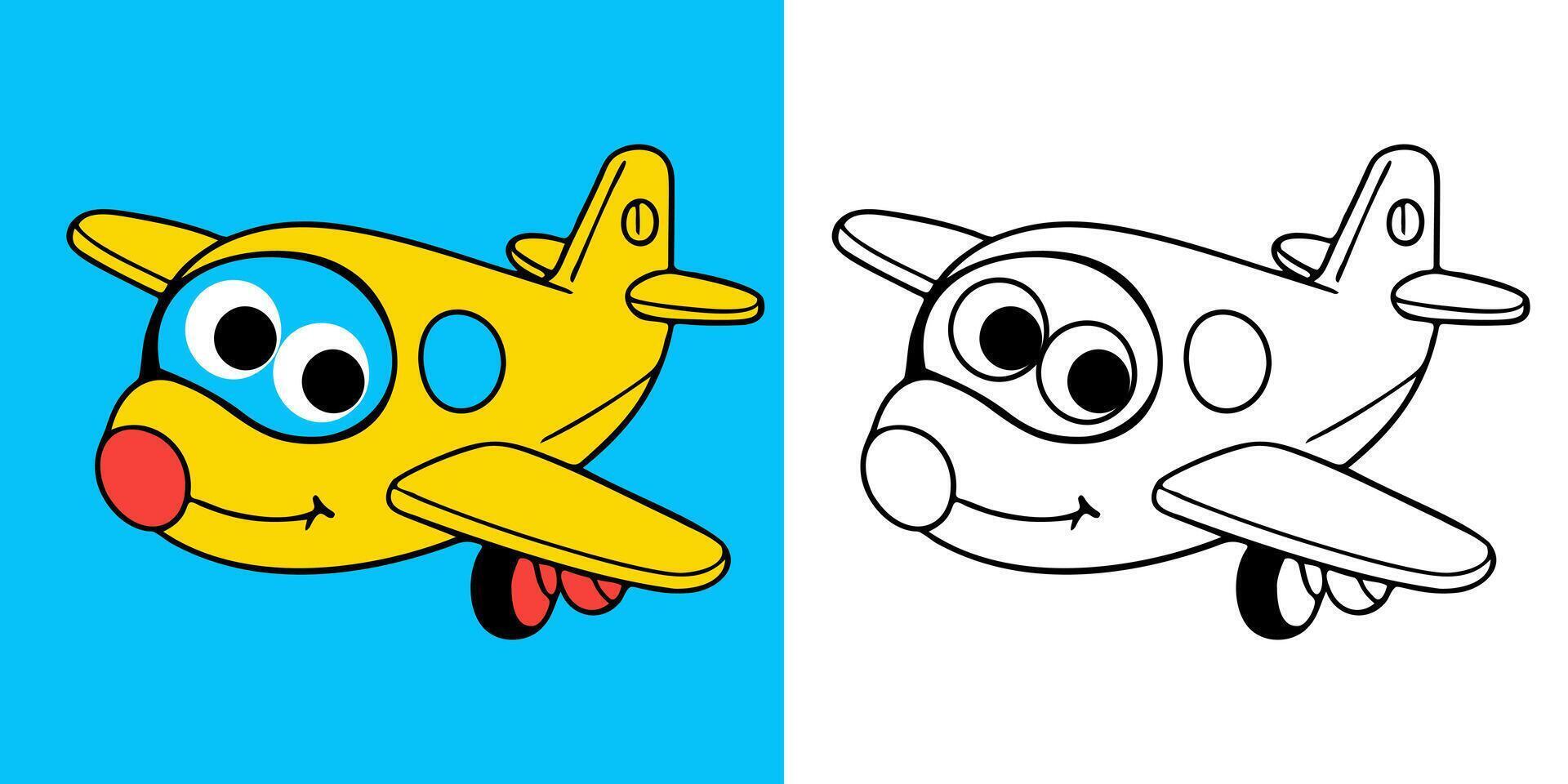 Coloring book with cartoon aviator illustration. vector