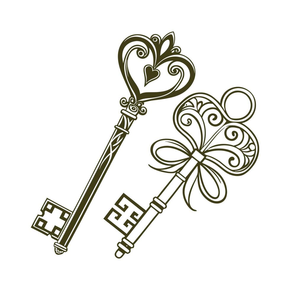 Vintage key collection vector