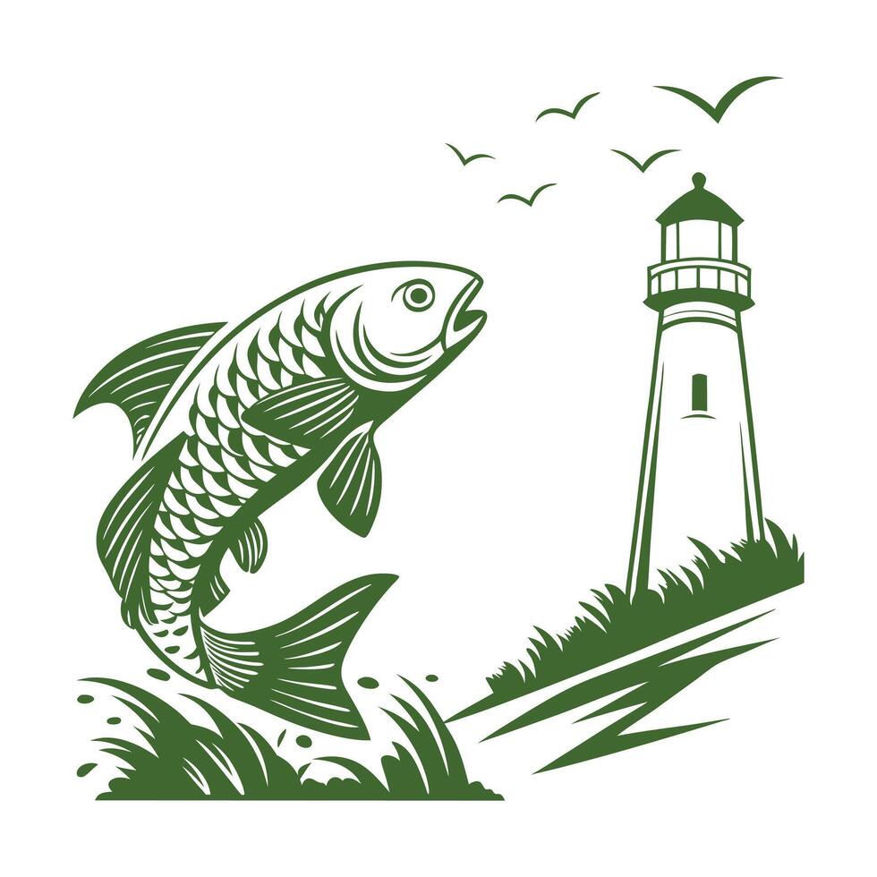 Big fish jumping for bait on the line vector