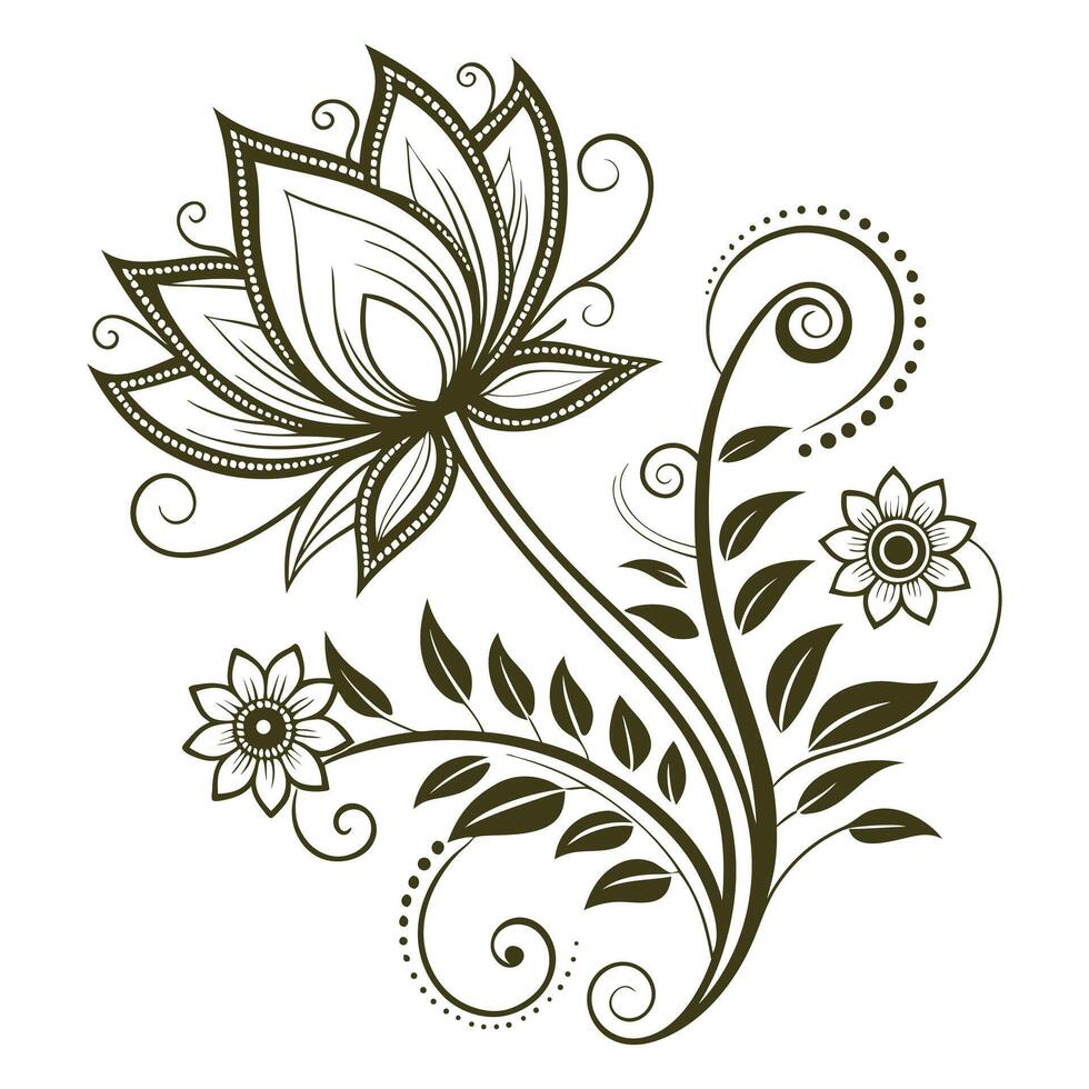 Doodle Style Ornamental Lotus HandDrawn vector