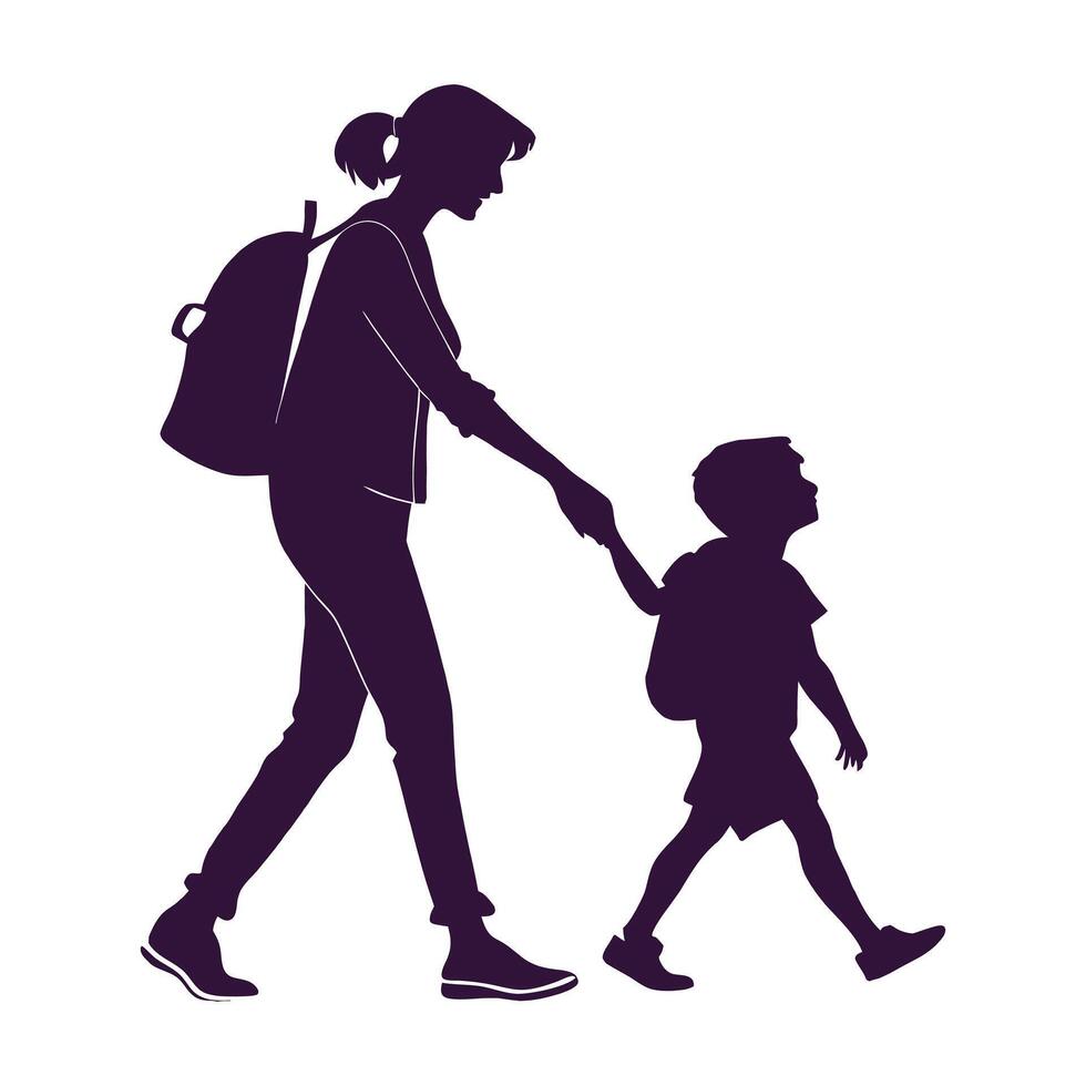 Flat design father and son silhouette vector