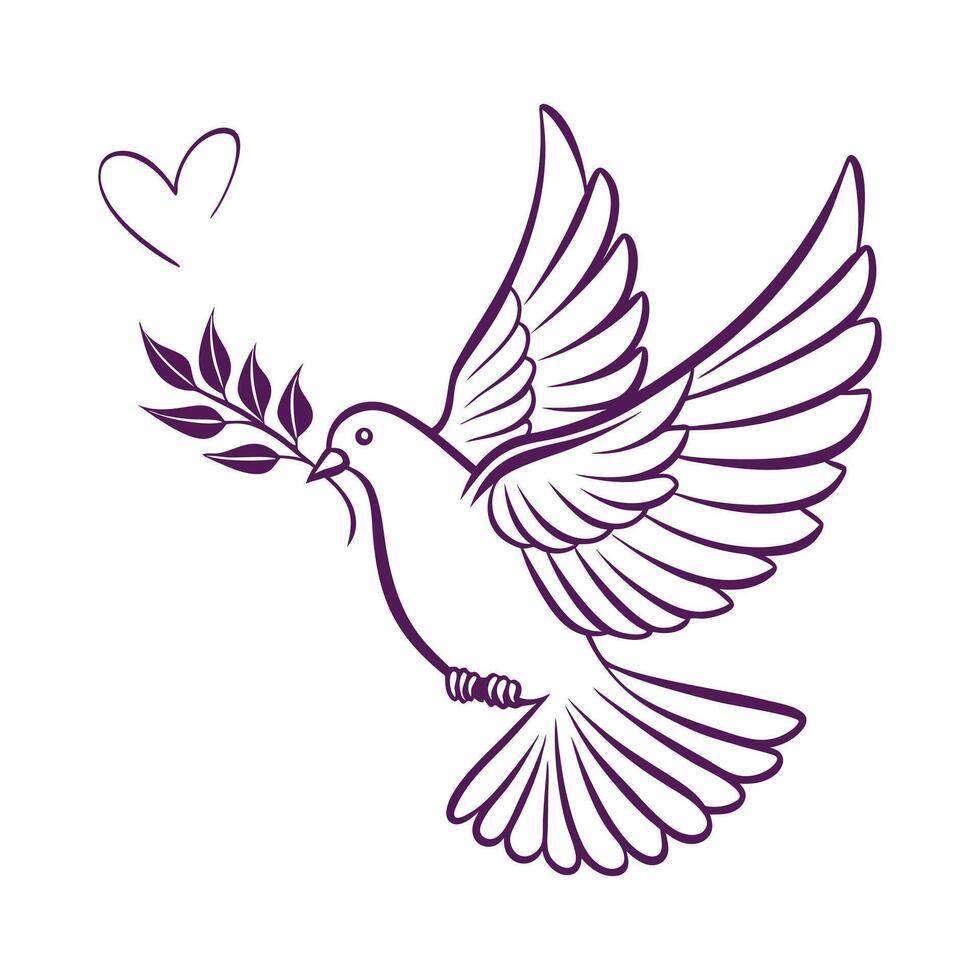 Dove peace Symbol hope and striving for harmony White dove holding an olive vector