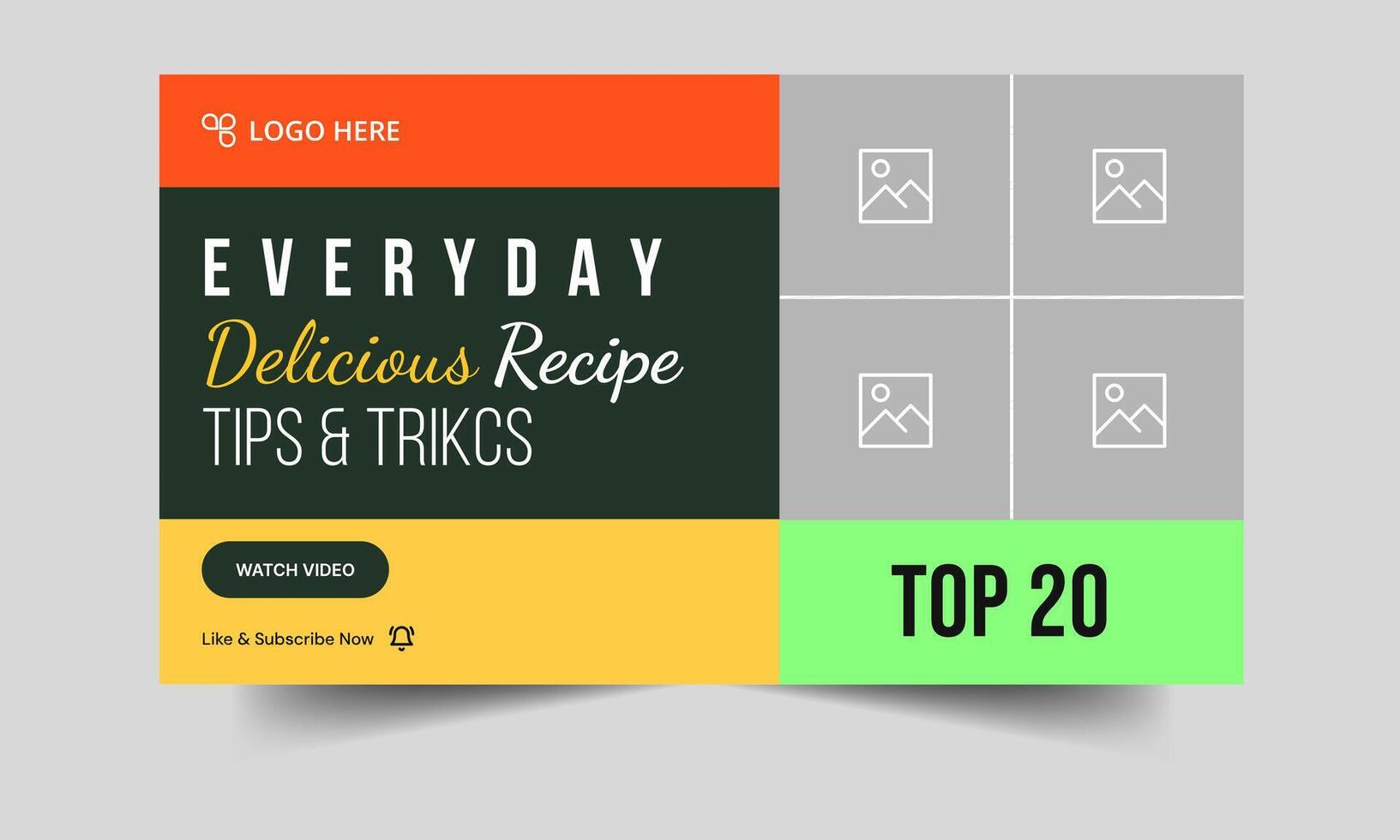 Best food recipe tips and tricks set thumbnail design, customizable eps 10 file format vector