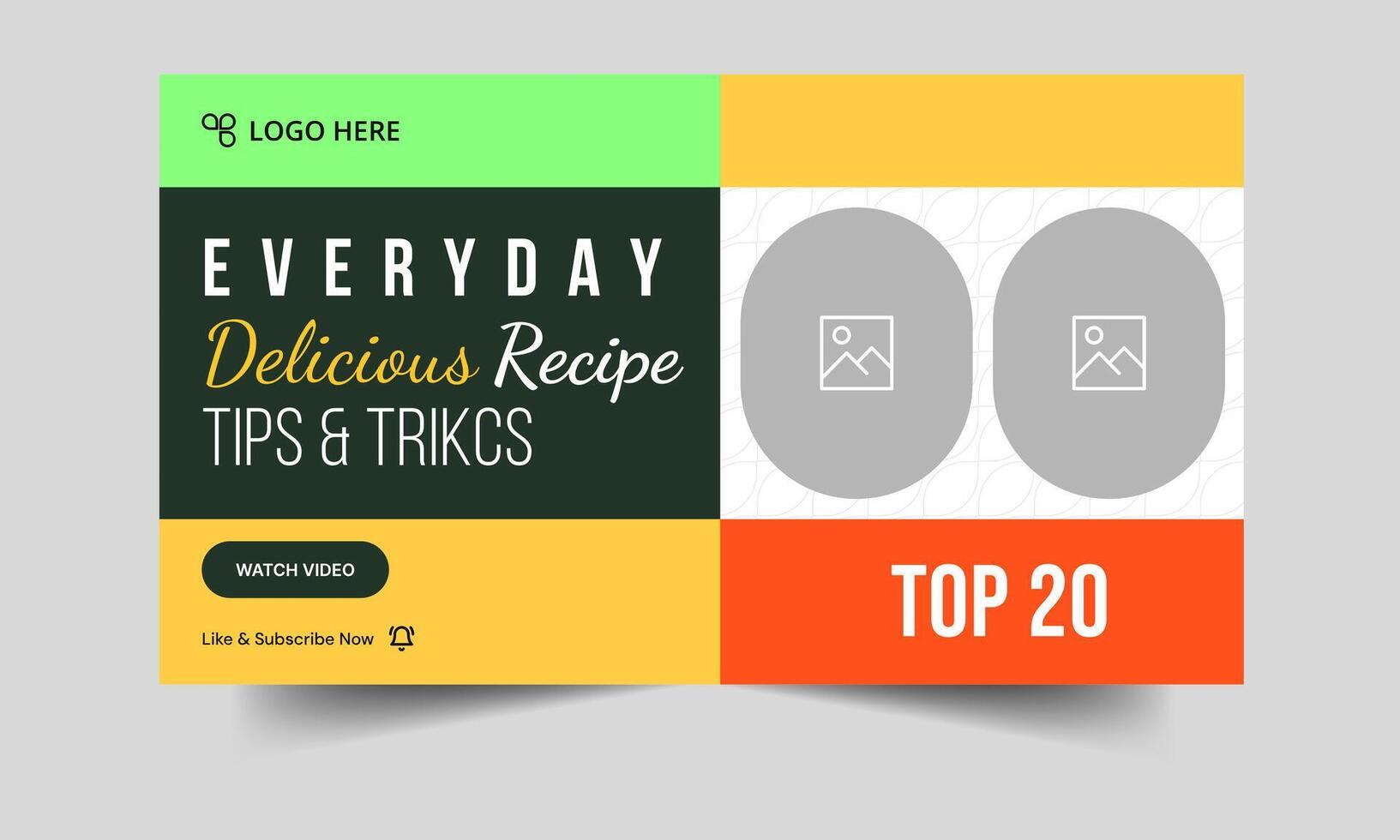 Editable food recipe tips and tricks set thumbnail design, customizable eps 10 file format vector
